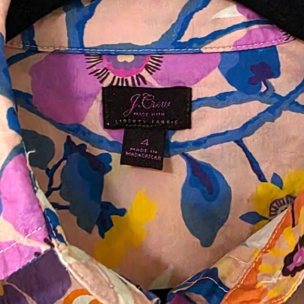 J. Crew Liberty London Floral Classic Popover Shirt Pavilion Pink Multi Blouse - Picture 6 of 11